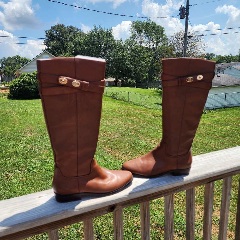Coach Cognac Leather Knee-High Boots - Picture 3 of 13